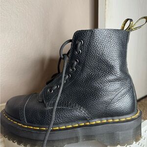 Dr. Martens Black Leather Platform Combat Boots